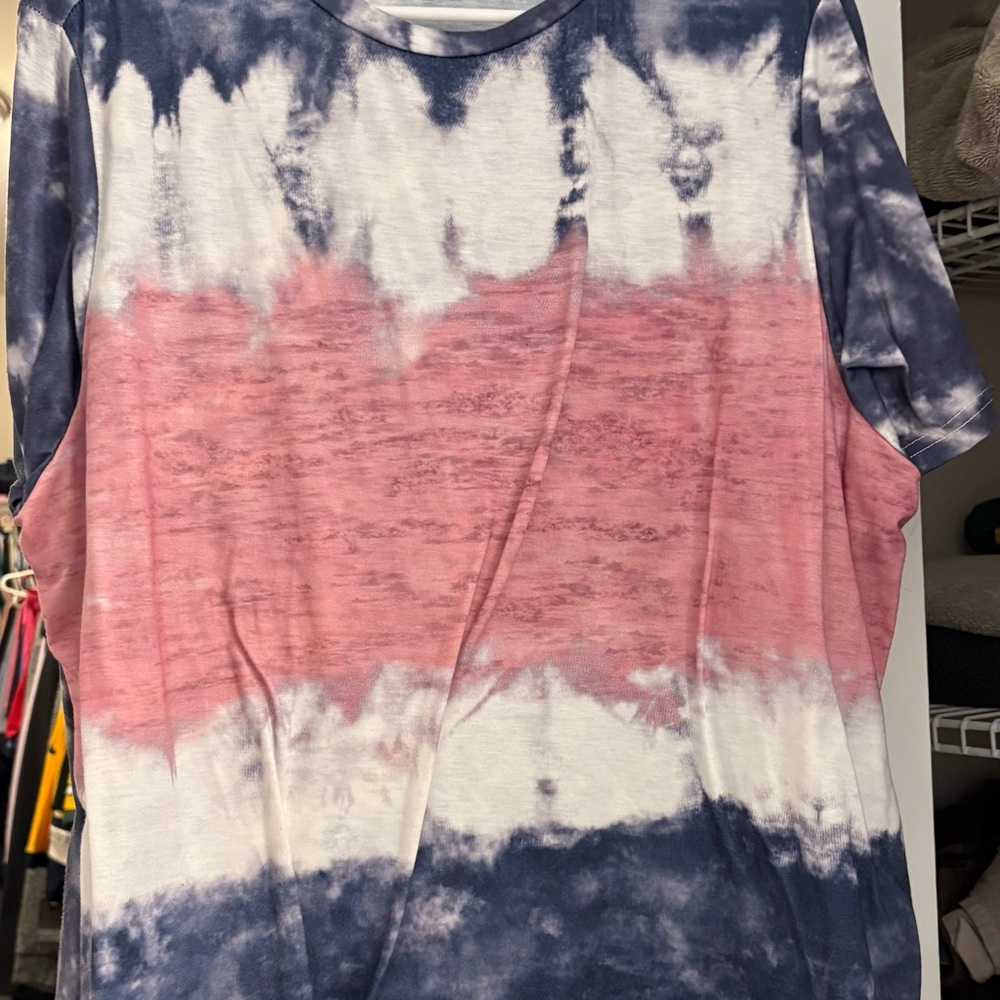 Tie-Dye Women's Top - Pink and Blue